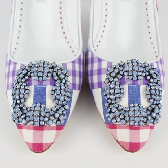 NEW MANOLO BLAHNIK Hangisi Patch Embellished Heeled Pumps - Picture 8 of 13